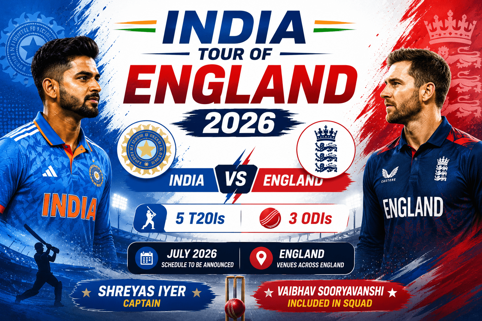 India Tour of England 2026 Squad Announced
