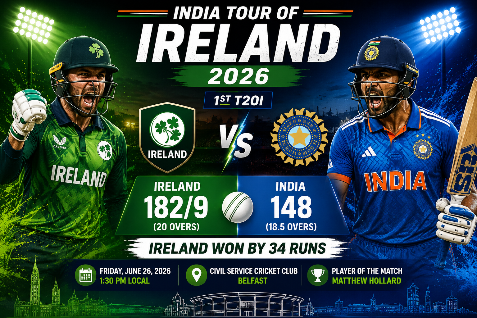 Ireland defeats India in thrilling T20I