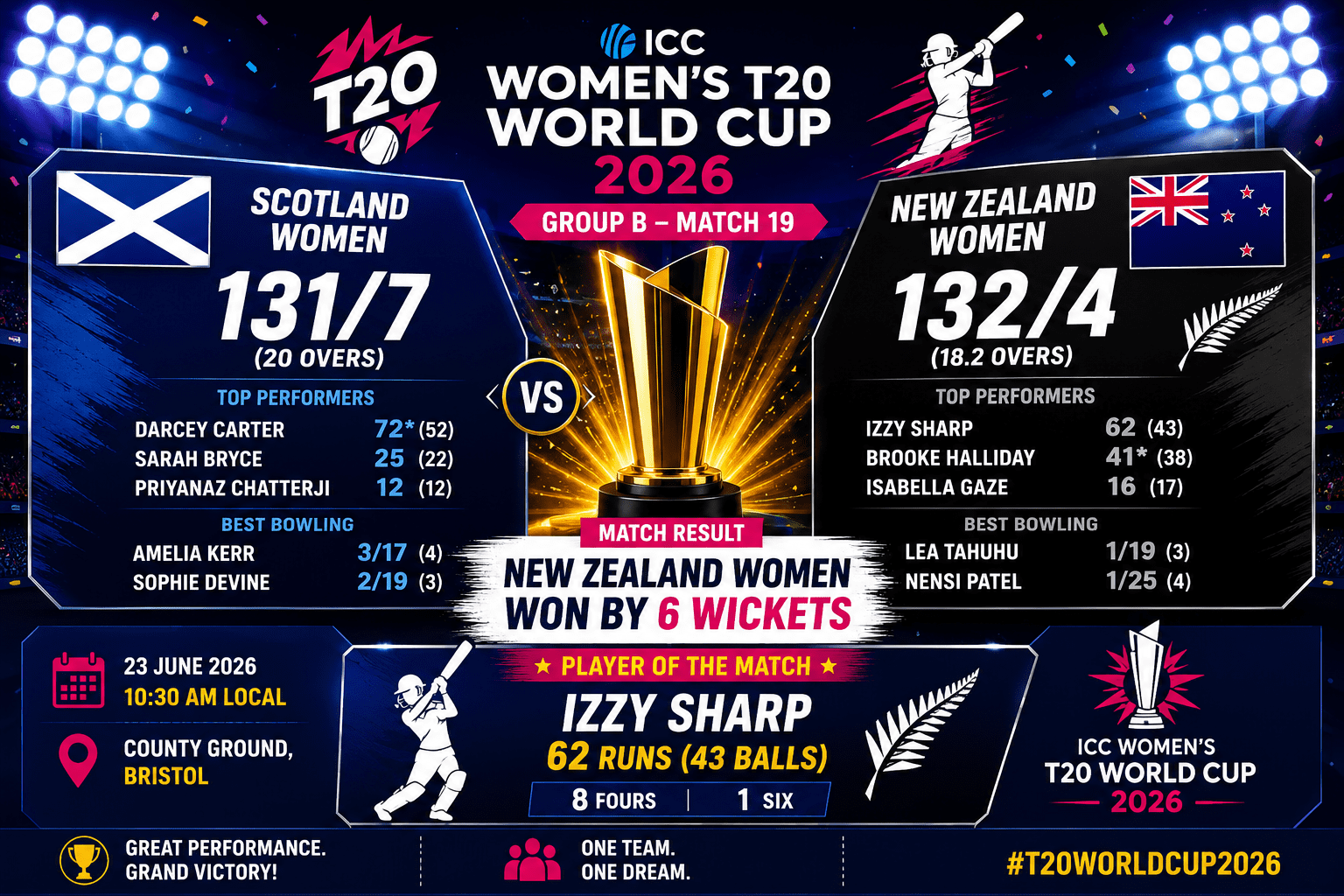 T20 Women's World Cup 2026 NZ vs Scotland