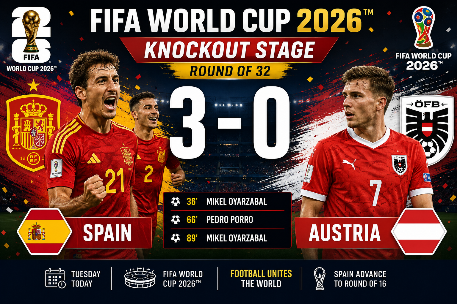 Spain advances to Round of 16