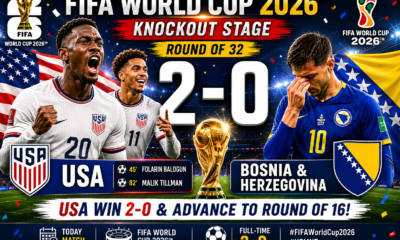 USA Defeat Bosnia and Herzegovina 2-0 FIFA World Cup 2026